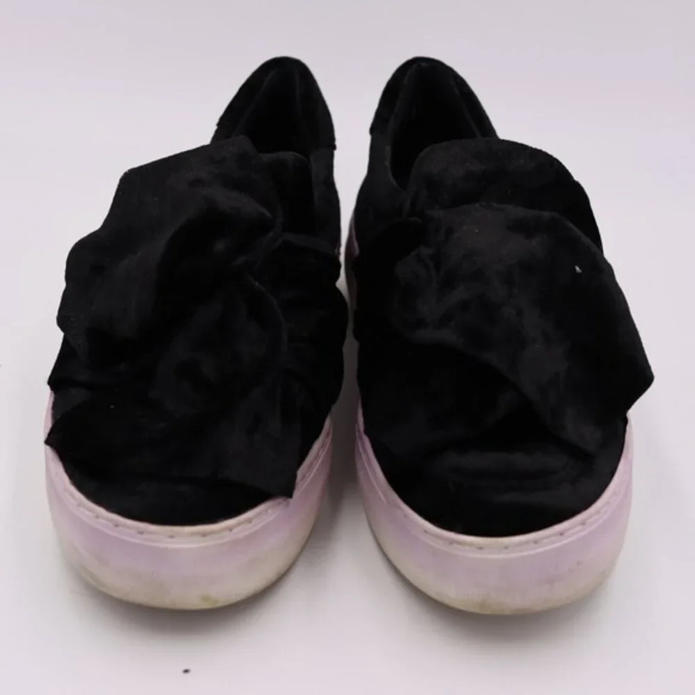 Jslides Velvet Black Bow Velour Platform Slides 9 Annabell